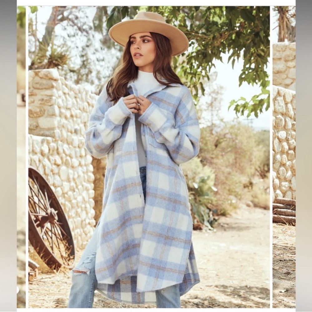 Vici Dolls Casey Plaid Button Down Pocketed Shacket